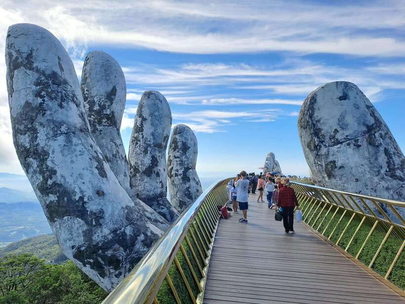 Bana Hills & Golden Hand Bridge Tour from Hoi An/ Da Nang - Riding the cable car into the hills