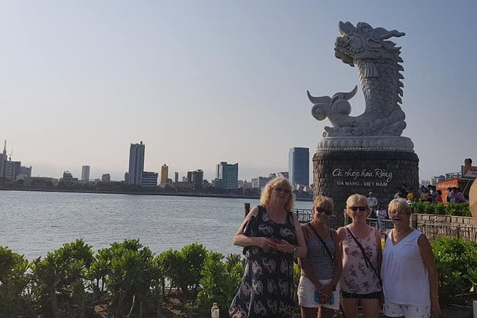 DA NANG NIGHTLIFE Tour with MARBLE MOUNTAIN & LADY BUDDHA STATUE, DRAGON BRIDGE - Dragon Bridge after sunset