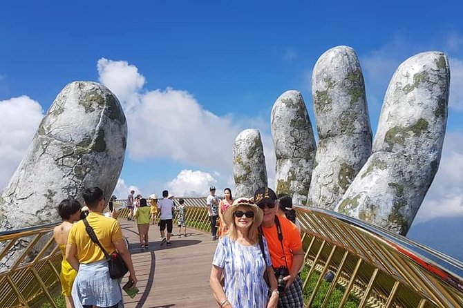 Golden Bridge -Marble Mountain-Hoi An City-Boat Ride-Night Market - French Village and the second cable car