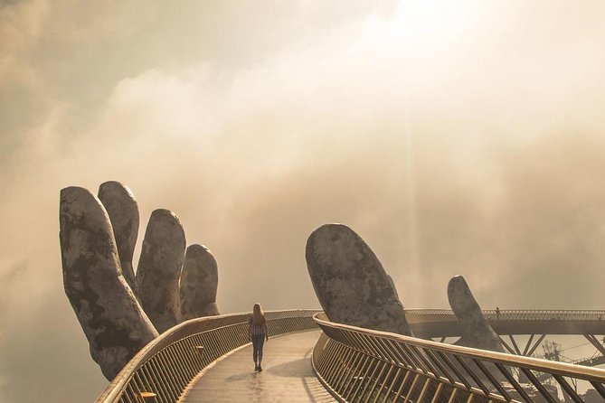 Golden Bridge, Monkey Mt, Marble – Private Car (EN Driver) - Marble Mountains: caves, temples, and a short pilgrimage route