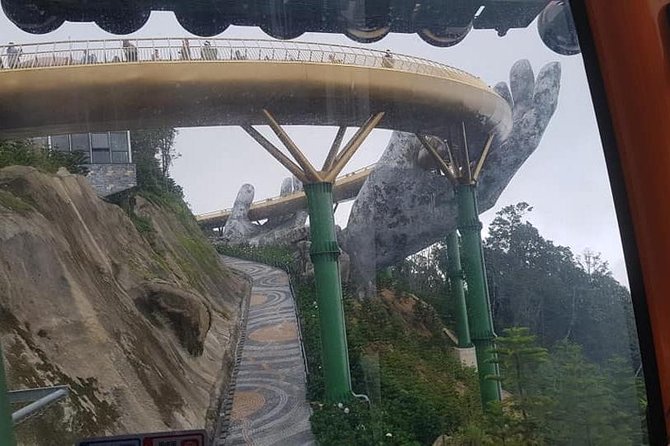 Guided Fullday Tour :Golden Bridge,Dragon Bridge,Marble Mountain,Monkey Mountain - Walking across the 148.6-meter Golden Bridge