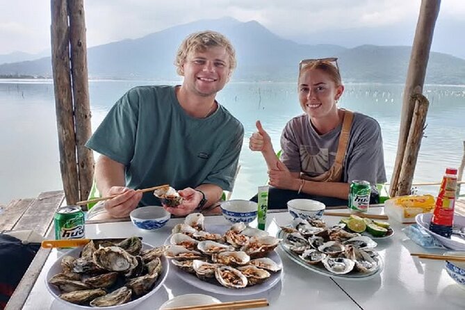 Vietnam/Lang Co Oyster Tour by Fishing & Tasting Oyster Flavors - Lap An Lagoon by long-tail boat