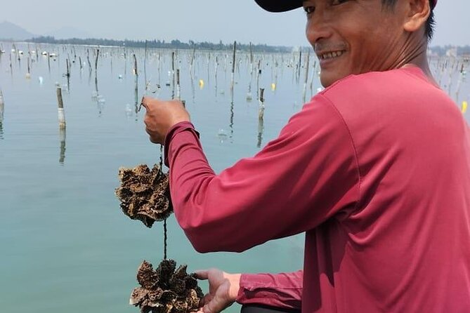 Vietnam/Lang Co Oyster Tour by Fishing & Tasting Oyster Flavors - Lang Co Beach and the change from road to water